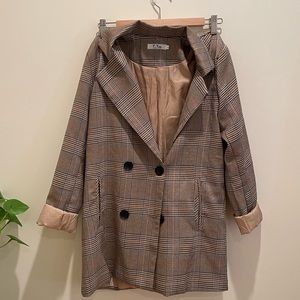Brown plaid blazer jacket